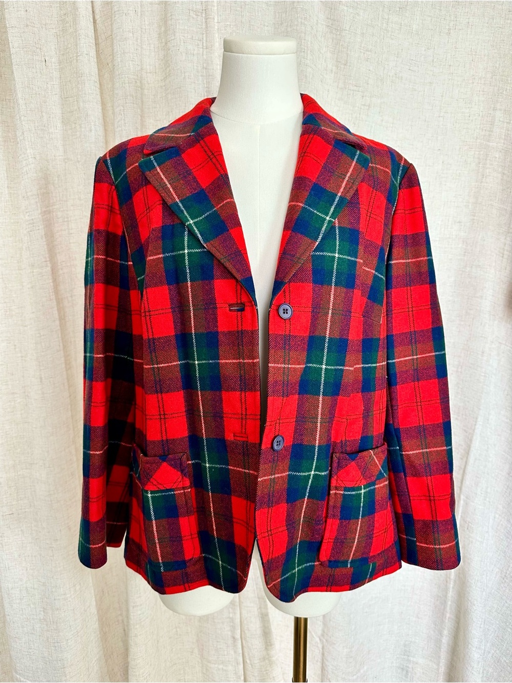 Vintage Pendleton Wool Plaid Blazer Jacket